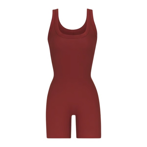 COPY - Skims Ribbed Cotton Romper in Sangria - Picture 6 of 6